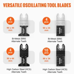 VEVOR 30PCS Multi Tool Blades Kits, Universal Quick Release Oscillating Saw Blades, 8 Types Wood Metal Plastic Oscillating Tool Blades, Fit Dewalt Bosch Milwaukee Hitachi Chicago Craftsman