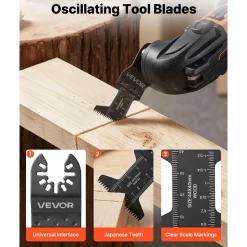 VEVOR 60PCS Oscillating Saw Blades Japanese Teeth, Universal Quick Release Oscillating Multi Tool Blades, Multitool Tool Blades for Wood Plastic PVC, Compatible with Dewalt Milwaukee Bosch Craftsman