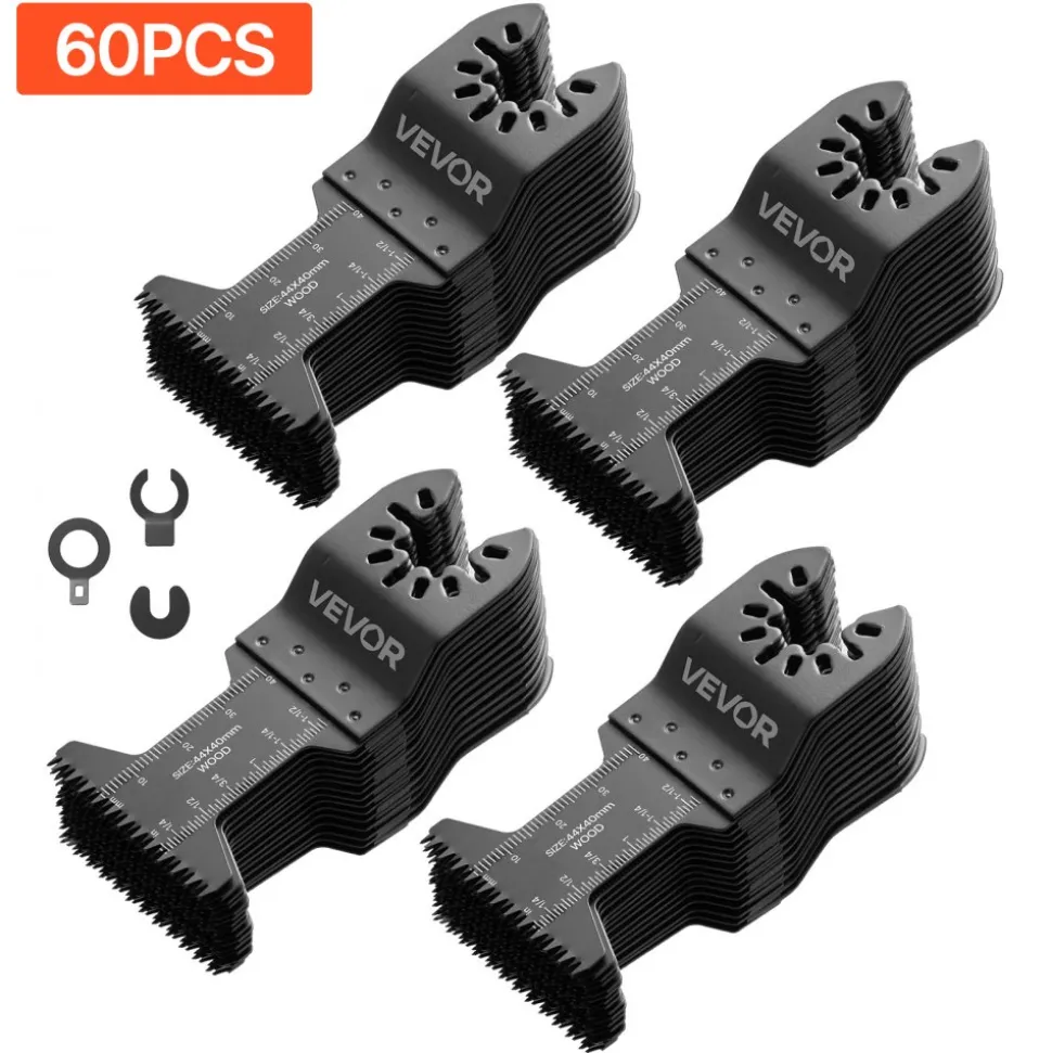 VEVOR 60PCS Oscillating Saw Blades Japanese Teeth, Universal Quick Release Oscillating Multi Tool Blades, Multitool Tool Blades for Wood Plastic PVC, Compatible with Dewalt Milwaukee Bosch Craftsman