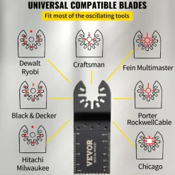 VEVOR 100PCS Oscillating Saw Blades, Quick Release Multitool Blades Kit, HCS Tool Blades for Wood Plastic, Compatible with Dewalt Dremel Fein Worx Bosch Makita Milwaukee