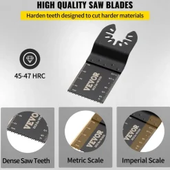 VEVOR 100PCS Oscillating Saw Blades, Quick Release Multitool Blades Kit, HCS Tool Blades for Wood Plastic, Compatible with Dewalt Dremel Fein Worx Bosch Makita Milwaukee