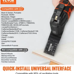 VEVOR 50PCS Oscillating Saw Blades, Universal Quick Release Oscillating Saw Blades, Multitool Tool Blades for Wood Plastic Aluminum, Fit Dewalt Bosch Milwaukee Hitachi Chicago Craftsman