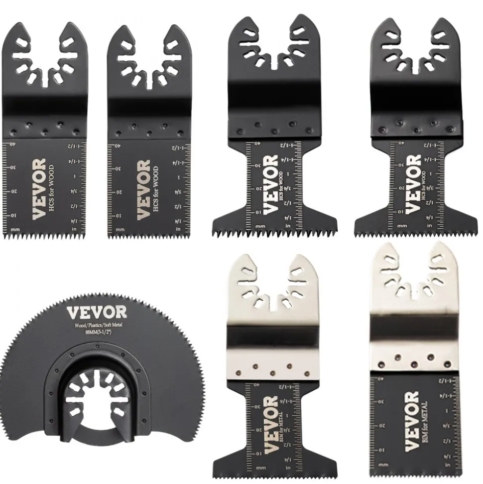 VEVOR 50 PCS Oscillating Saw Blades, Quick Release Multitool Blades Kit, HCS Tool Blades for Wood Plastic Metal Nails Bolts, Compatible with Dewalt Dremel Fein Worx Bosch Makita Milwaukee