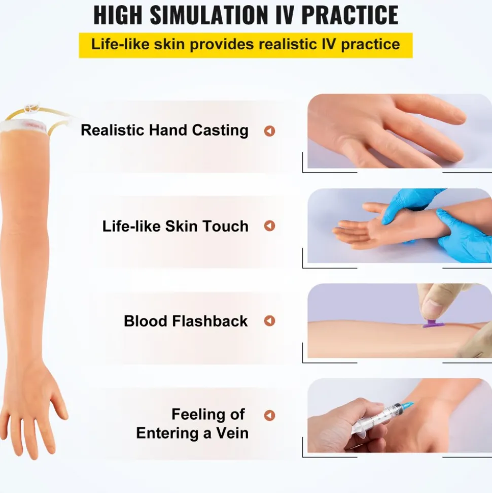 VEVOR 12 PCS Phlebotomy Practice Kit, IV Venipuncture Intravenous Training, High Simulation IV Practice Arm Kit with Carrying Bag, Practice and Perfect IV Skills, for Students Nurses and Professionals