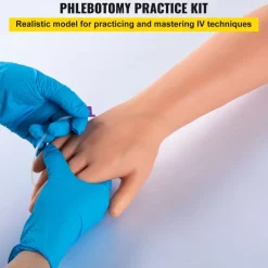 VEVOR 12 PCS Phlebotomy Practice Kit, IV Venipuncture Intravenous Training, High Simulation IV Practice Arm Kit with Carrying Bag, Practice and Perfect IV Skills, for Students Nurses and Professionals