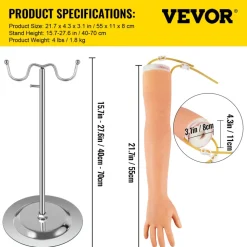 VEVOR 12 PCS Phlebotomy Practice Kit, IV Venipuncture Intravenous Training, High Simulation IV Practice Arm Kit with Carrying Bag, Practice and Perfect IV Skills, for Students Nurses and Professionals