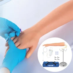 VEVOR 12 PCS Phlebotomy Practice Kit, IV Venipuncture Intravenous Training, High Simulation IV Practice Arm Kit with Carrying Bag, Practice and Perfect IV Skills, for Students Nurses and Professionals