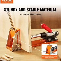 VEVOR 30 Pcs Pocket Hole Jig Kit, Adjustable & Easy to Use Pocket Hole Jig System with Step Drills, Drill Stop Rings, Wrenches, and Square Drive Bits, Dual Scale Marks for DIY Carpentry Projects