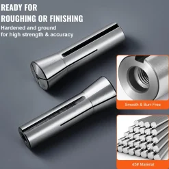 VEVOR 13 pcs Precision R8 Collet Set, 1/8'' - 7/8'', 45# Mill Collet Chuck 0.0012