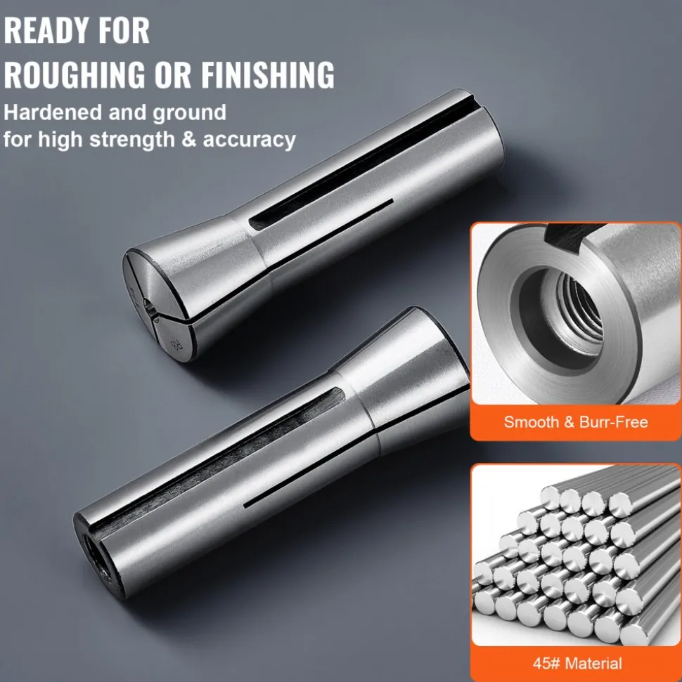 VEVOR 13 pcs Precision R8 Collet Set, 1/8'' - 7/8'', 45# Mill Collet Chuck 0.0012"/30μm TIR with 13 Labeled Storage Boxes, for Milling Machine Drill Presses Boring Machine Machining Center