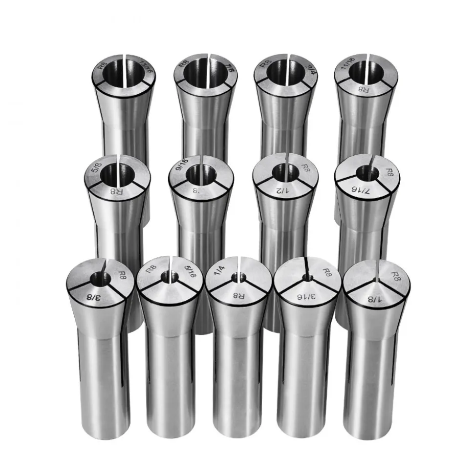 VEVOR 13 pcs Precision R8 Collet Set, 1/8'' - 7/8'', 45# Mill Collet Chuck 0.0012"/30μm TIR with 13 Labeled Storage Boxes, for Milling Machine Drill Presses Boring Machine Machining Center