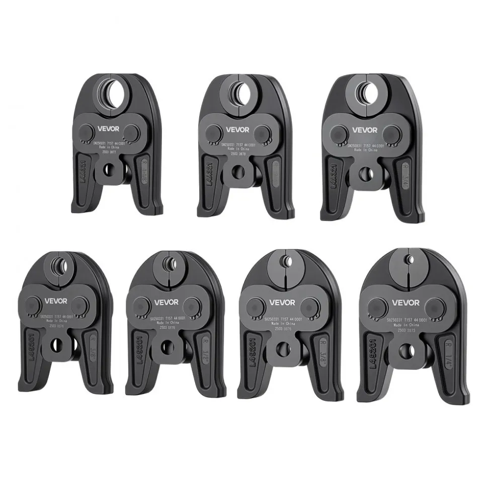 VEVOR 7PCS Pressing Jaws 1/4" to 1-1/8" - Compatible with RLS Copper Pipes, Work with 32KN Standard Press Tools for High Pressure HVAC/R Applications - with Case
