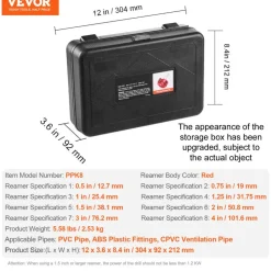 VEVOR 8Pcs PVC Pipe Reamer Kit, 8-Piece, Plastic Pipe Fitting Socket Saver Kit, Includes 1/2'', 3/4