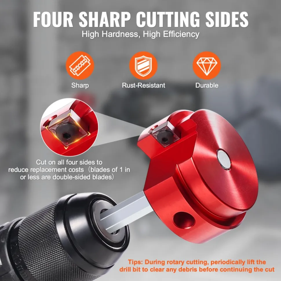 VEVOR 8Pcs PVC Pipe Reamer Kit, 8-Piece, Plastic Pipe Fitting Socket Saver Kit, Includes 1/2'', 3/4", 1", 1-1/4'', 1-1/2", 2", 3", 4'', for PVC, CPVC, ABS Fittings, for Exhaust, Drain, Water Pipes Cleaning