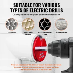 VEVOR 6Pcs PVC Pipe Reamer Kit, Plastic Pipe Fitting Socket Saver Kit, Includes 3/4", 1", 1-1/2", 2", 3", 4'', for PVC, CPVC, ABS Fittings, with Tool Box, for Exhaust, Drain, Water Pipes Cleaning