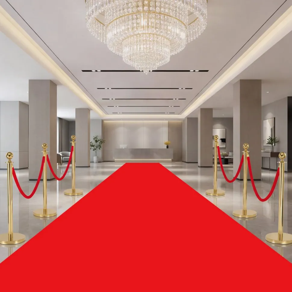 VEVOR 4 Pcs Red Velvet Stanchion Ropes, 5 ft Crowd Control Stanchion Red Velvet Ropes with Gold Hooks, Post Queue Barrier Carpet Rope for Carpet Events Movie Theaters Grand Openings Hotels Party