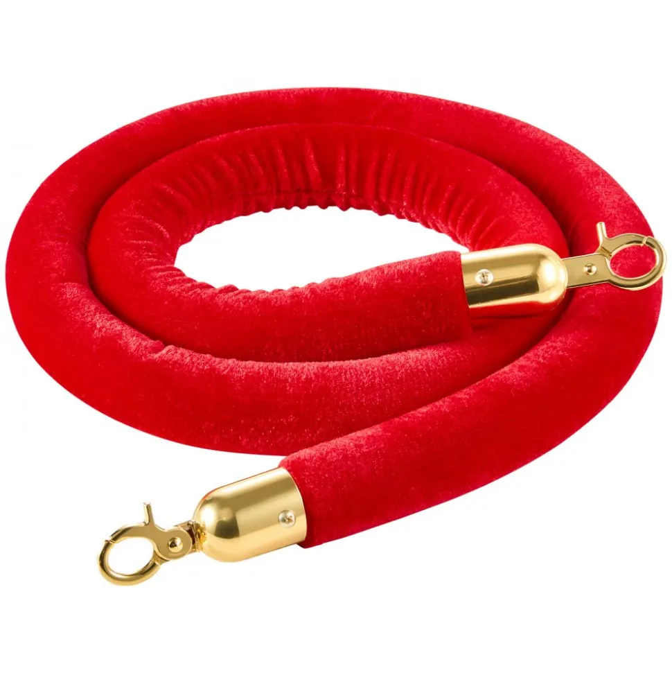 VEVOR 4 Pcs Red Velvet Stanchion Ropes, 5 ft Crowd Control Stanchion Red Velvet Ropes with Gold Hooks, Post Queue Barrier Carpet Rope for Carpet Events Movie Theaters Grand Openings Hotels Party