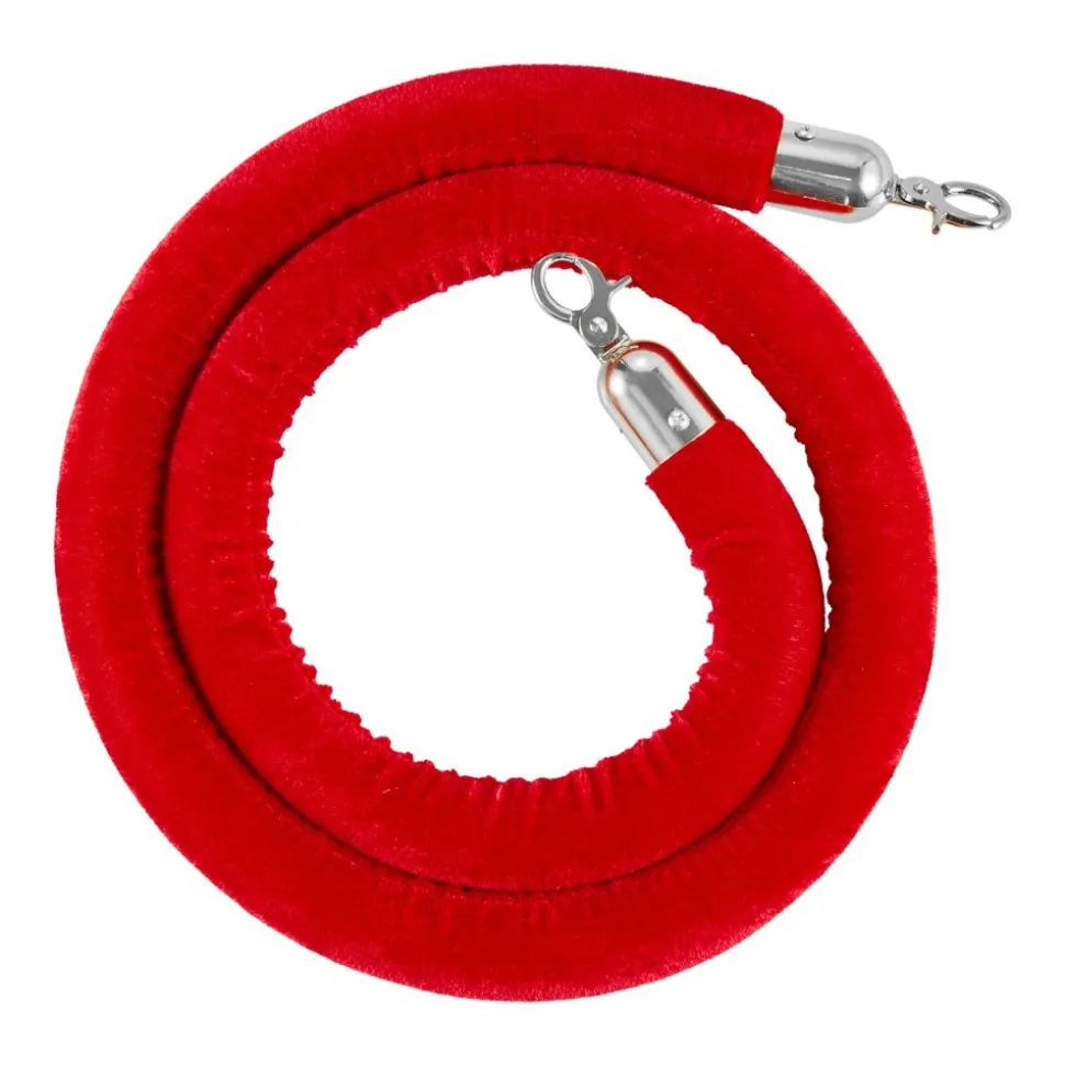 VEVOR 4 Pcs Red Velvet Stanchion Ropes, 5 ft Crowd Control Stanchion Red Velvet Ropes with Silver Hooks, Post Queue Barrier Carpet Rope for Carpet Events Movie Theaters Grand Openings Hotels Party