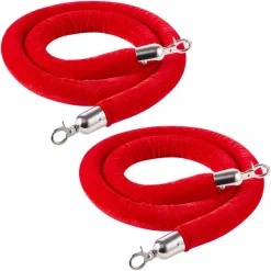 VEVOR 4 Pcs Red Velvet Stanchion Ropes, 5 ft Crowd Control Stanchion Red Velvet Ropes with Silver Hooks, Post Queue Barrier Carpet Rope for Carpet Events Movie Theaters Grand Openings Hotels Party