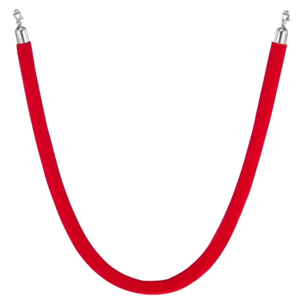 VEVOR 4 Pcs Red Velvet Stanchion Ropes, 5 ft Crowd Control Stanchion Red Velvet Ropes with Silver Hooks, Post Queue Barrier Carpet Rope for Carpet Events Movie Theaters Grand Openings Hotels Party