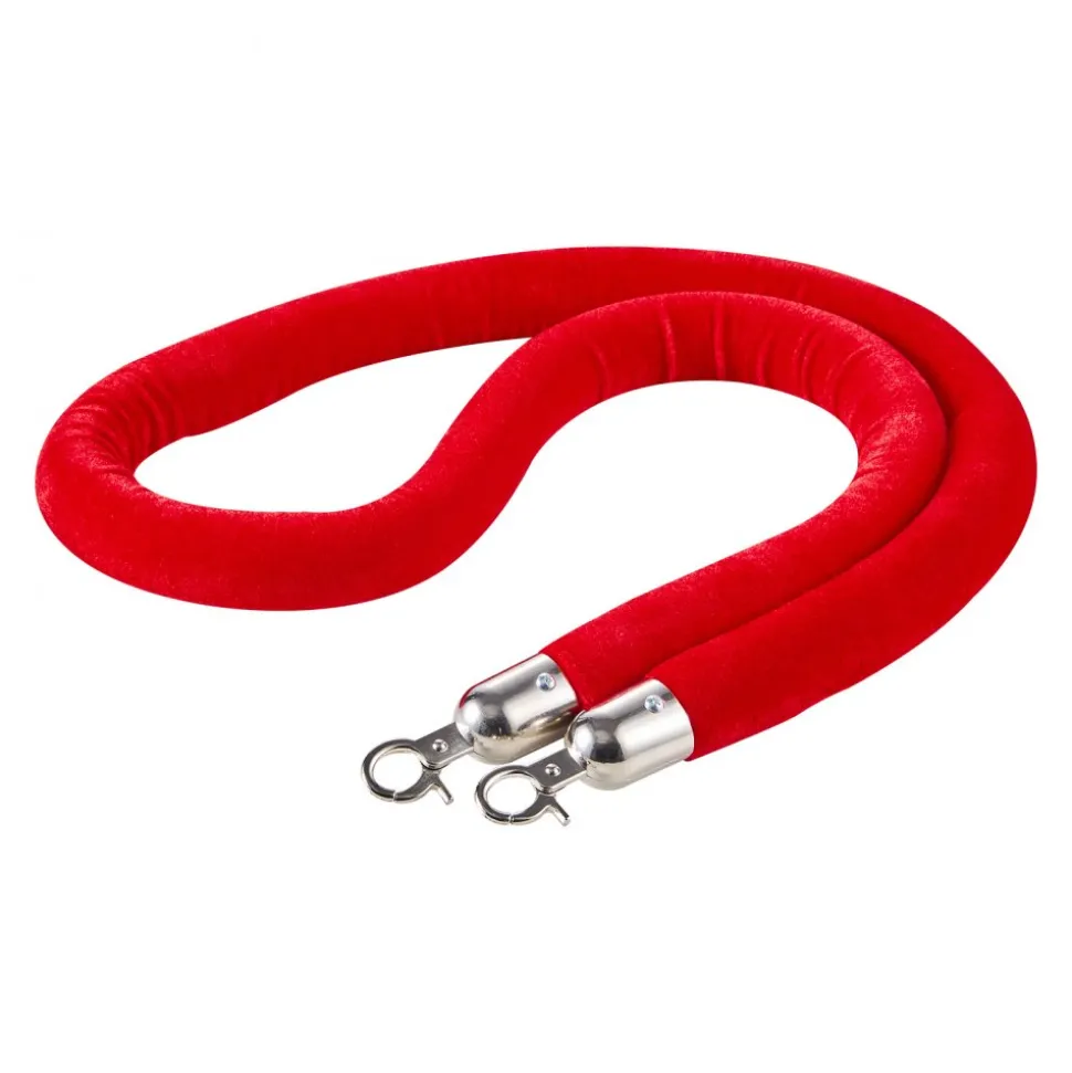 VEVOR 4 Pcs Red Velvet Stanchion Ropes, 5 ft Crowd Control Stanchion Red Velvet Ropes with Silver Hooks, Post Queue Barrier Carpet Rope for Carpet Events Movie Theaters Grand Openings Hotels Party