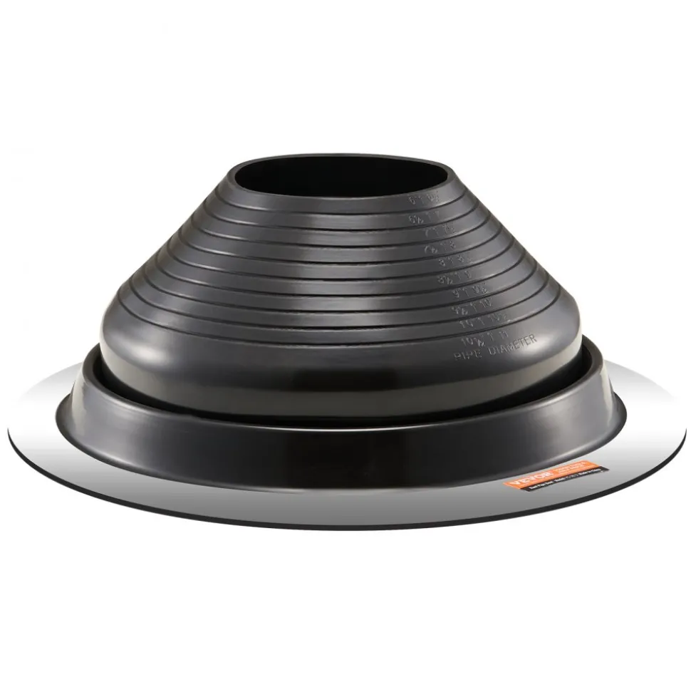 VEVOR 2 Pcs Roof Pipe Flashing Boots, Fit Pipe OD 6" to 11", Flexible EDPM Roofing Jack Pipe Flashing, High Temp -67℉ to 212℉, Endurable Round Metal Base, for Chimney, Wood Stove & Outdoor Vent Pipes