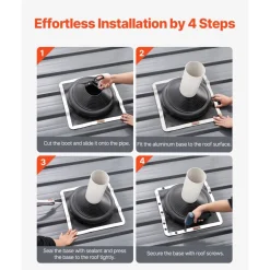 VEVOR 2 Pcs Roof Pipe Flashing Boots, Fit Pipe OD 6-3/4" to 14", Flexible EDPM Roofing Jack Pipe Flashing, High Temp -67℉ to 212℉, Endurable Metal Base, for Chimney, Wood Stove & Outdoor Vent Pipes