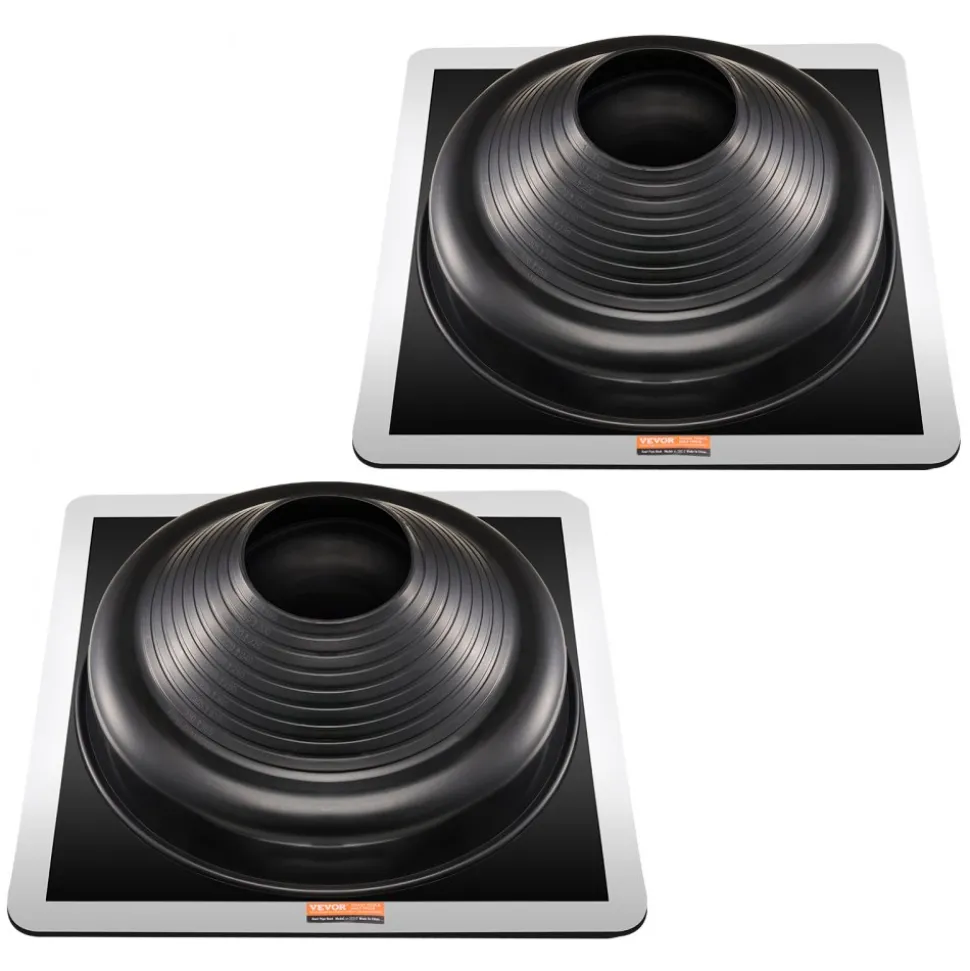 VEVOR 2 Pcs Roof Pipe Flashing Boots, Fit Pipe OD 6-3/4" to 14", Flexible EDPM Roofing Jack Pipe Flashing, High Temp -67℉ to 212℉, Endurable Metal Base, for Chimney, Wood Stove & Outdoor Vent Pipes