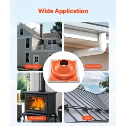 VEVOR 2 PCs Roof Pipe Flashing Boots, Fit Pipe OD 6-1/4" - 11-3/4", Flexible Silicone Roofing Jack Pipe Flashing, High Temp -101℉ - 437℉, Square Metal Base, for Chimney, Wood Stove & Outdoor Vent Pipe