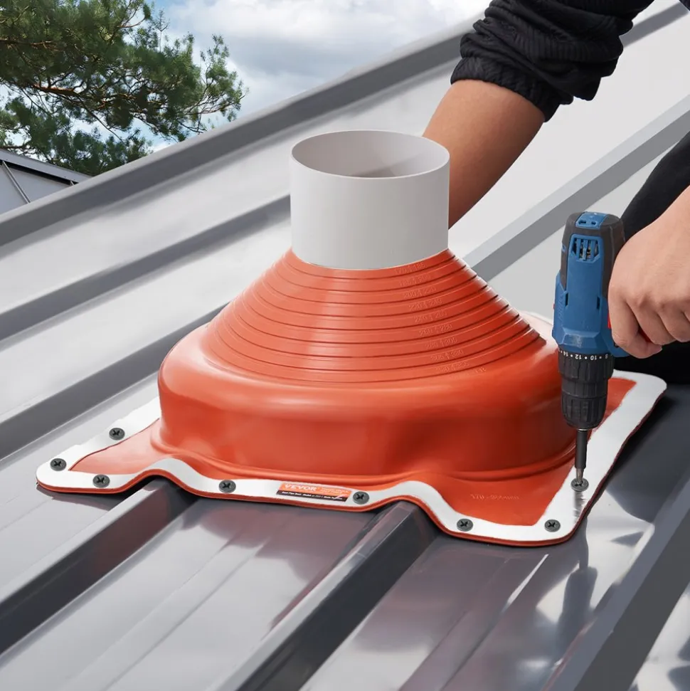 VEVOR 2Pcs Roof Pipe Flashing Boots, Fit Pipe OD 6-3/4" to 14", Flexible Silicone Roofing Jack Pipe Flashing, High Temp -101℉ to 437℉, Square Metal Base, for Chimney, Wood Stove & Outdoor Vent Pipes