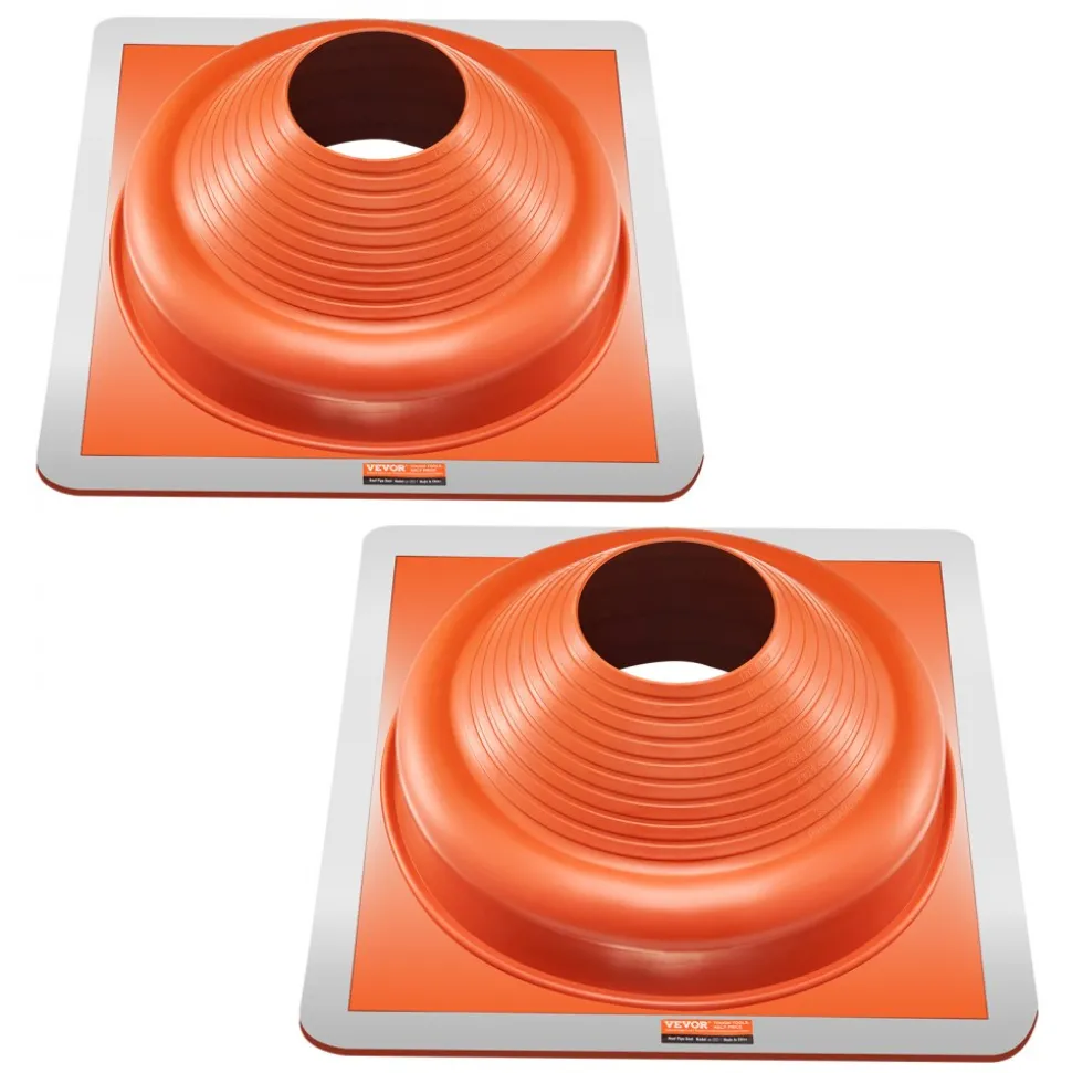 VEVOR 2Pcs Roof Pipe Flashing Boots, Fit Pipe OD 6-3/4" to 14", Flexible Silicone Roofing Jack Pipe Flashing, High Temp -101℉ to 437℉, Square Metal Base, for Chimney, Wood Stove & Outdoor Vent Pipes