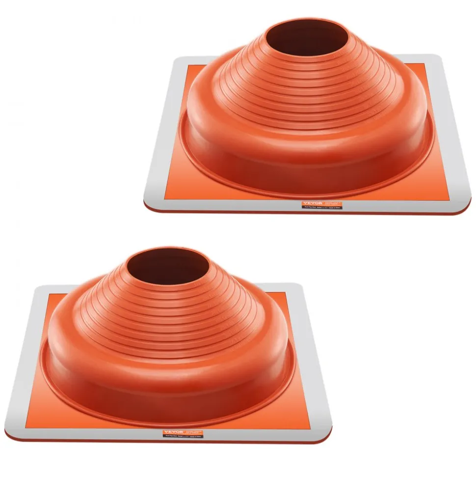 VEVOR 2Pcs Roof Pipe Flashing Boots, Fit Pipe OD 6-3/4" to 14", Flexible Silicone Roofing Jack Pipe Flashing, High Temp -101℉ to 437℉, Square Metal Base, for Chimney, Wood Stove & Outdoor Vent Pipes