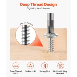 VEVOR 420 PCS Self Drilling Screws, Stainless Steel #8 #10 Sheet Metal Screw Assortment Kit for Metal and Wood, Phillips Truss Head & Hex Head Self Tapping Screws, Length 1/2 Inch to 2 Inch, Silver