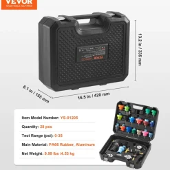 VEVOR 28 pcs Universal Radiator Pressure Tester Kit, Coolant Pressure Tester Kit with Manual Pump and Color-coded Test Caps, Coolant Vacuum Refill kit for Cars Motorcycles Trucks Cooling System