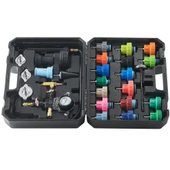 VEVOR 28 pcs Universal Radiator Pressure Tester Kit, Coolant Pressure Tester Kit with Manual Pump and Color-coded Test Caps, Coolant Vacuum Refill kit for Cars Motorcycles Trucks Cooling System