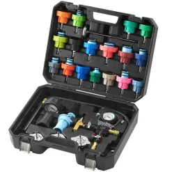 VEVOR 28 pcs Universal Radiator Pressure Tester Kit, Coolant Pressure Tester Kit with Manual Pump and Color-coded Test Caps, Coolant Vacuum Refill kit for Cars Motorcycles Trucks Cooling System