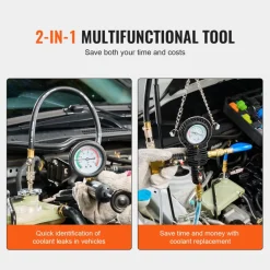 VEVOR 28 pcs Universal Radiator Pressure Tester Kit, Coolant Pressure Tester Kit with Manual Pump and Color-coded Test Caps, Coolant Vacuum Refill kit for Cars Motorcycles Trucks Cooling System
