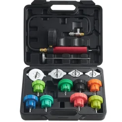 VEVOR 14 pcs Universal Radiator Pressure Tester Kit, Coolant Pressure Tester Kit with Manual Pump and Color-coded Steel Test Cap Adapters, with Toolbox, For Cars Motorcycles Trucks Cooling System