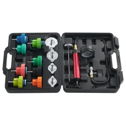 VEVOR 14 pcs Universal Radiator Pressure Tester Kit, Coolant Pressure Tester Kit with Manual Pump and Color-coded Steel Test Cap Adapters, with Toolbox, For Cars Motorcycles Trucks Cooling System