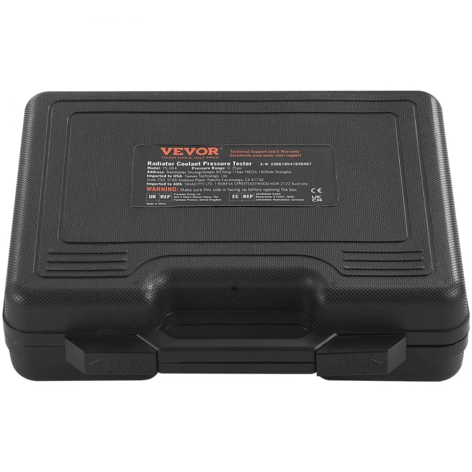 VEVOR 14 pcs Universal Radiator Pressure Tester Kit, Coolant Pressure Tester Kit with Manual Pump and Color-coded Steel Test Cap Adapters, with Toolbox, For Cars Motorcycles Trucks Cooling System