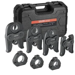 VEVOR 7PCS VMP Pressing Kit 1/2" to 2" - 3PCS Press Jaws, 3PCS Press Rings, 1PCS Actuator - Compatible with Megapress Carbon Steel Pipes, Work with 32KN Standard Press Tools - with Case
