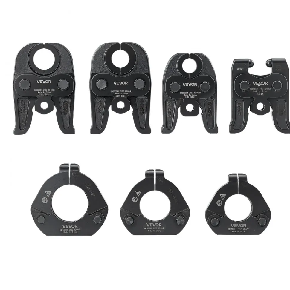 VEVOR 7PCS VMP Pressing Kit 1/2" to 2" - 3PCS Press Jaws, 3PCS Press Rings, 1PCS Actuator - Compatible with Megapress Carbon Steel Pipes, Work with 32KN Standard Press Tools - with Case