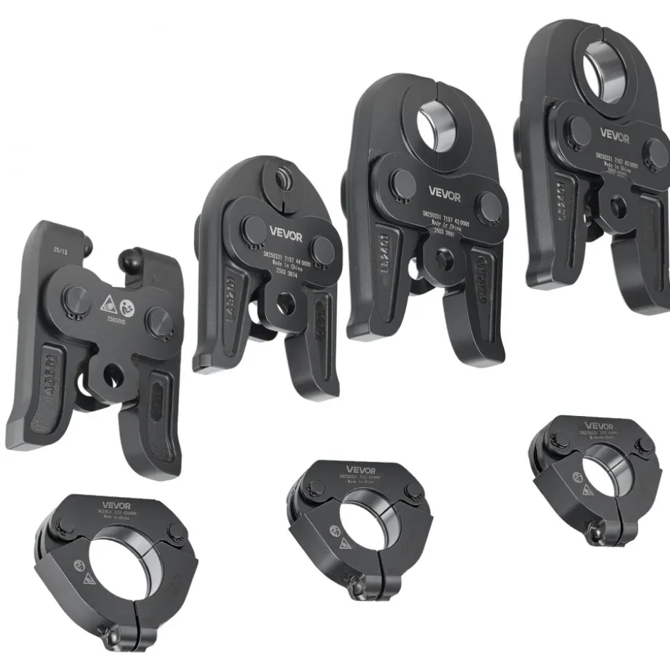 VEVOR 7PCS VMP Pressing Kit 1/2" to 2" - 3PCS Press Jaws, 3PCS Press Rings, 1PCS Actuator - Compatible with Megapress Carbon Steel Pipes, Work with 32KN Standard Press Tools - with Case