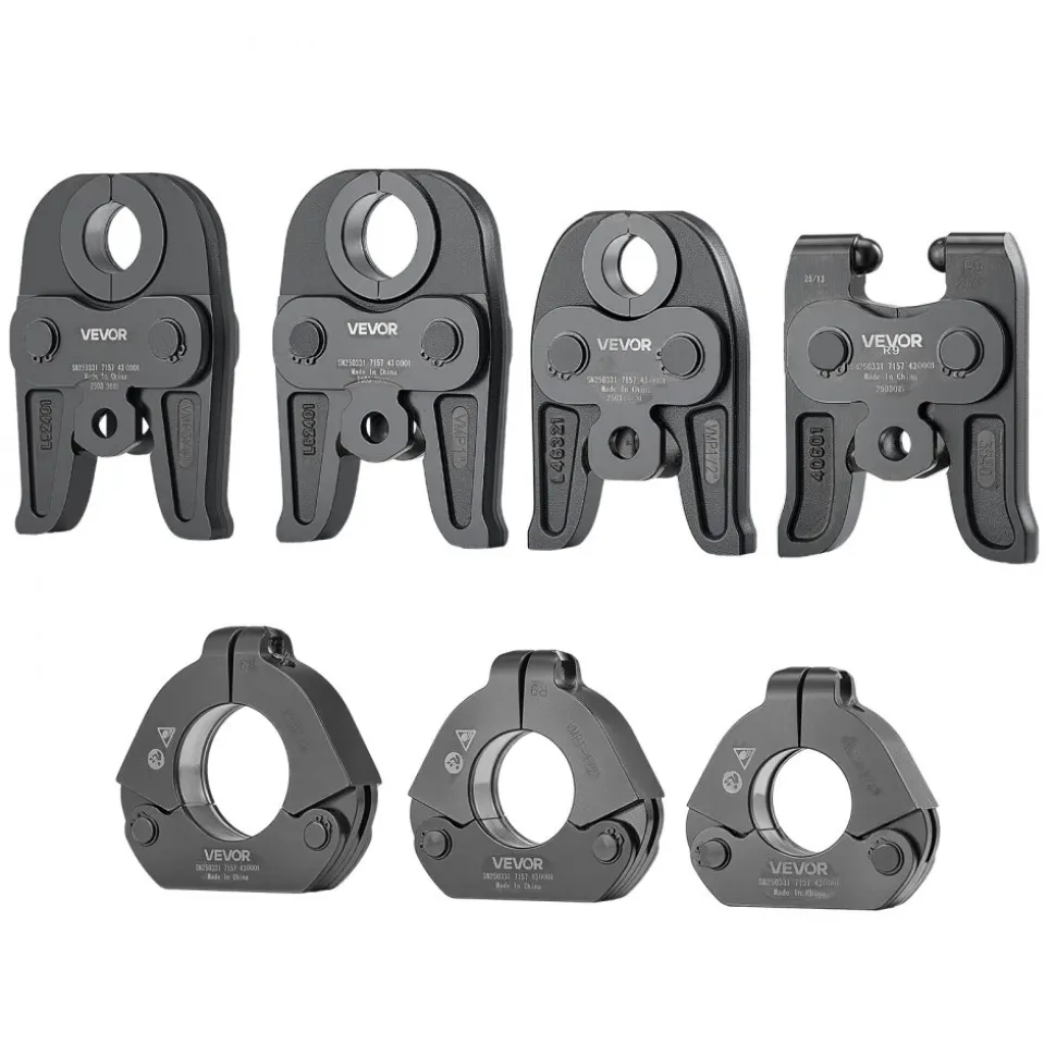 VEVOR 7PCS VMP Pressing Kit 1/2" to 2" - 3PCS Press Jaws, 3PCS Press Rings, 1PCS Actuator - Compatible with Megapress Carbon Steel Pipes, Work with 32KN Standard Press Tools - with Case