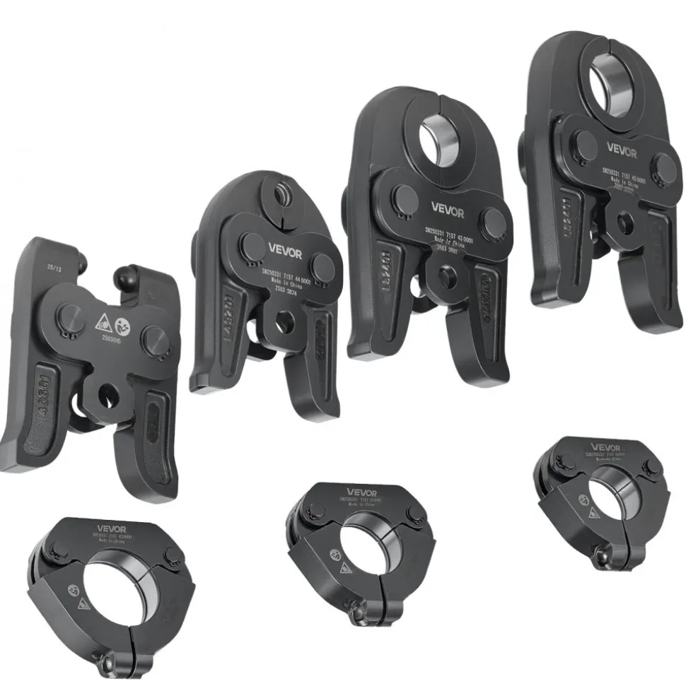 VEVOR 7PCS VMP Pressing Kit 1/2" to 2" - 3PCS Press Jaws, 3PCS Press Rings, 1PCS Actuator - Compatible with Megapress Carbon Steel Pipes, Work with 32KN Standard Press Tools - with Case