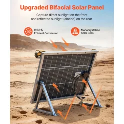 VEVOR 2PCS 100W Bifacial Solar Panels, 23% High-Efficiency N-Type Monocrystalline PV Module with MC4 Output & Aluminum Frame, IP67 Waterproof Solar Panel for Car Boat RV Flat Rooftop Off-Grid