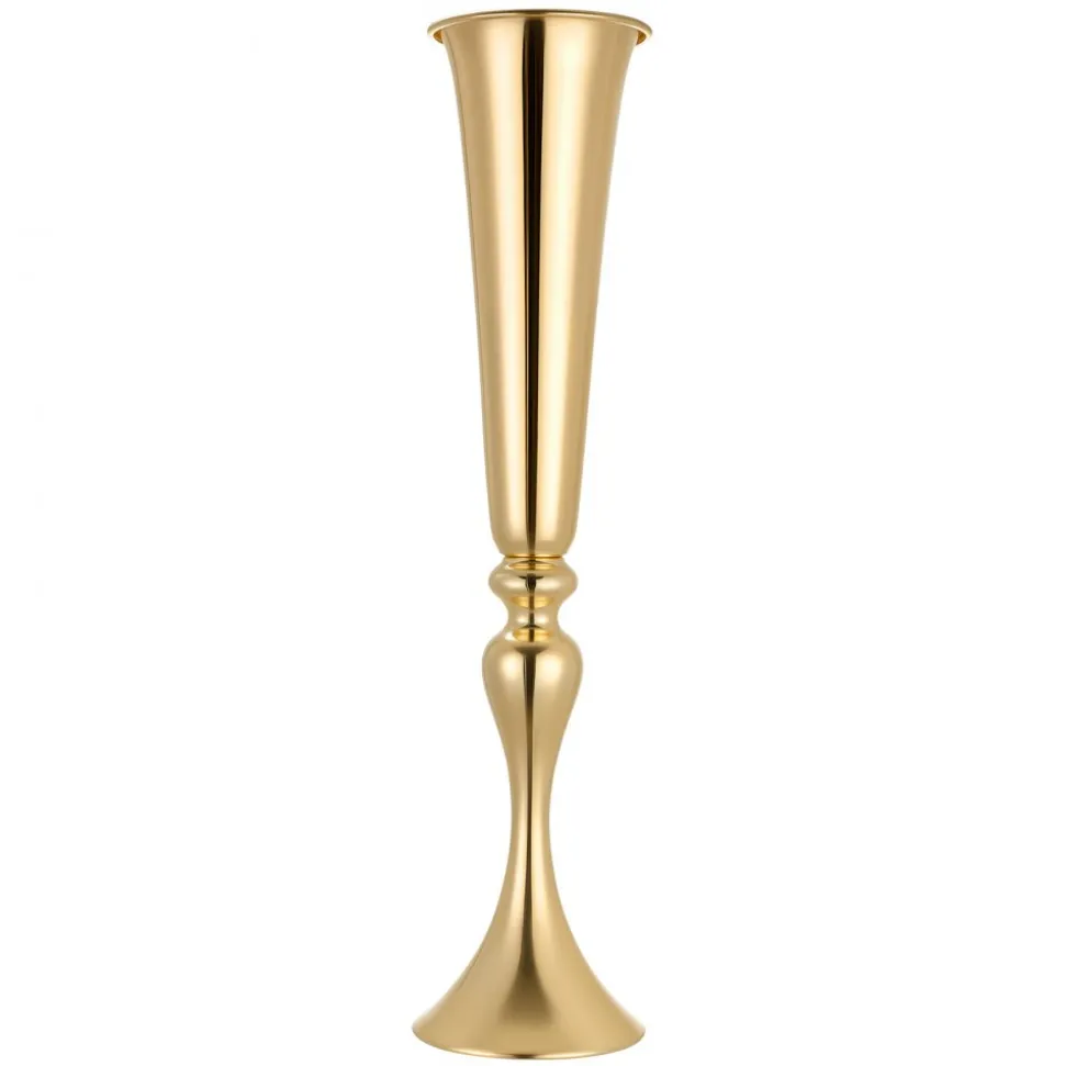 VEVOR 12 PCS Wedding Flower Vase, 21.7 in Tall Trumpet Flower Table Centerpieces, Banquet Vases Easy Installation, Electroplated Versatile Arrangement Stand for Party Events Home Decor Reception, Gold