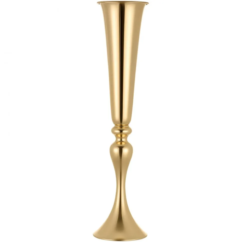VEVOR 12 PCS Wedding Flower Vase, 21.7 in Tall Trumpet Flower Table Centerpieces, Banquet Vases Easy Installation, Electroplated Versatile Arrangement Stand for Party Events Home Decor Reception, Gold
