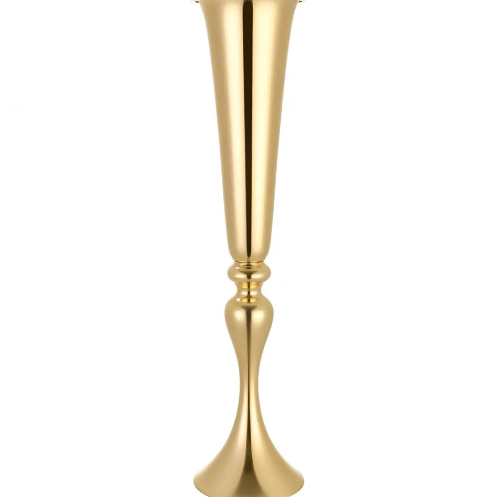 VEVOR 12 PCS Wedding Flower Vase, 21.7 in Tall Trumpet Flower Table Centerpieces, Banquet Vases Easy Installation, Electroplated Versatile Arrangement Stand for Party Events Home Decor Reception, Gold