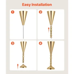 VEVOR 20 PCS Wedding Flower Vase, 16.9 in Tall Trumpet Flower Table Centerpieces, Banquet Vases Easy Installation, Electroplated Versatile Arrangement Stand for Party Events Home Decor Reception, Gold